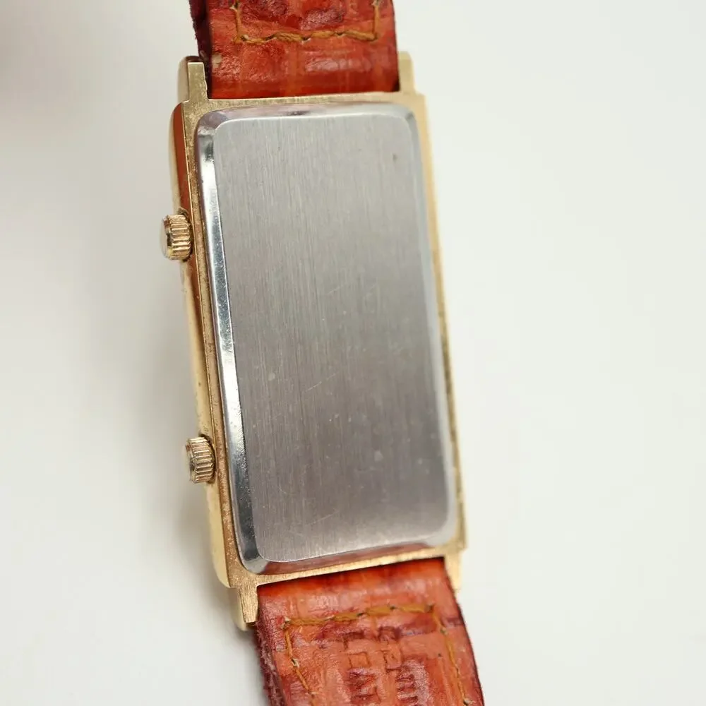 Vintage Orvis Dual Time Gold Tone 22mm Watch Brown Braid Leather w New Battery